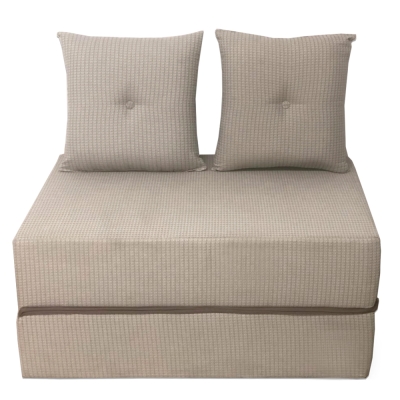 Puff sofá cama cinza claro solteiro - 63x187x20